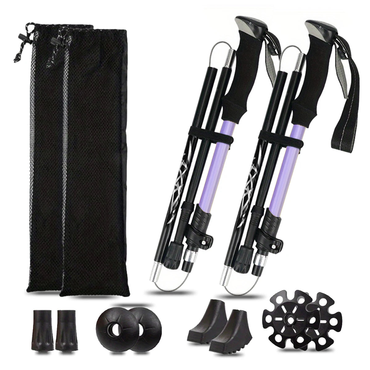 Ultralight Aluminum Alloy 5 Section Folding Trekking Pole For Hiking