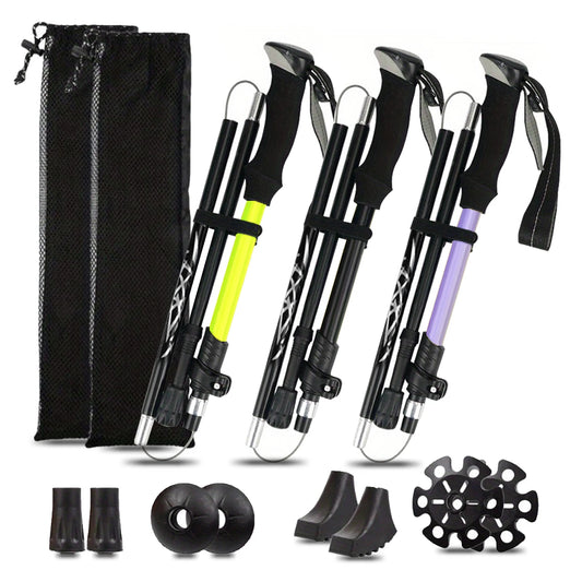 Ultralight Aluminum Alloy 5 Section Folding Trekking Pole For Hiking