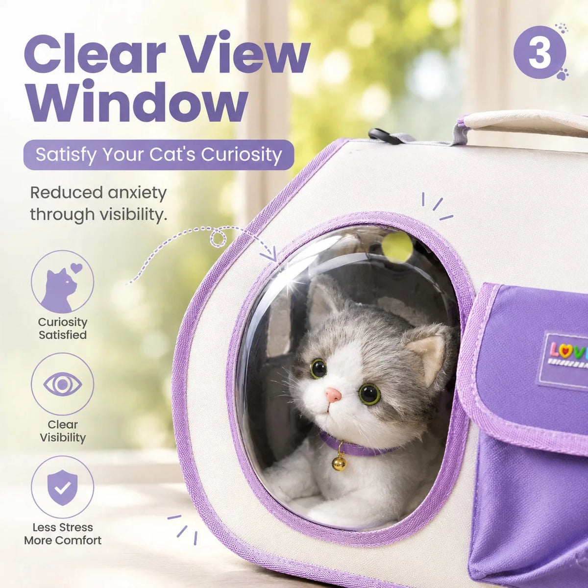Stylish Breathable Cat Carrier Bag Portable Pet Travel Handbag with Clear Window Space Capsule Bubble Bag for Small Dogs Cats Outdoor