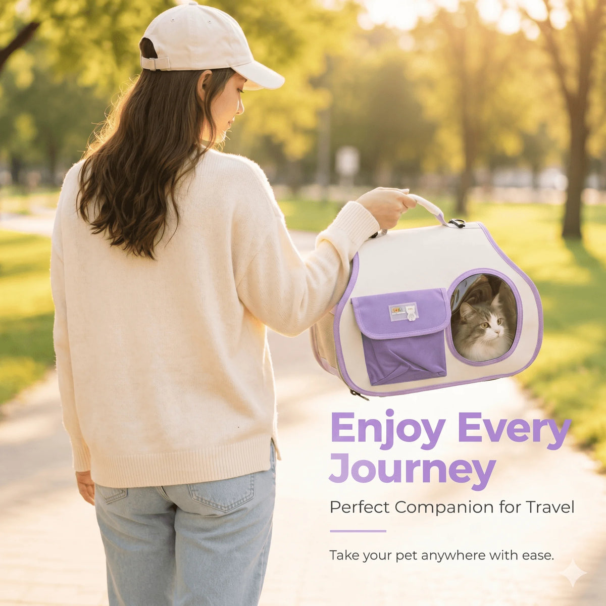 Stylish Breathable Cat Carrier Bag Portable Pet Travel Handbag with Clear Window Space Capsule Bubble Bag for Small Dogs Cats Outdoor