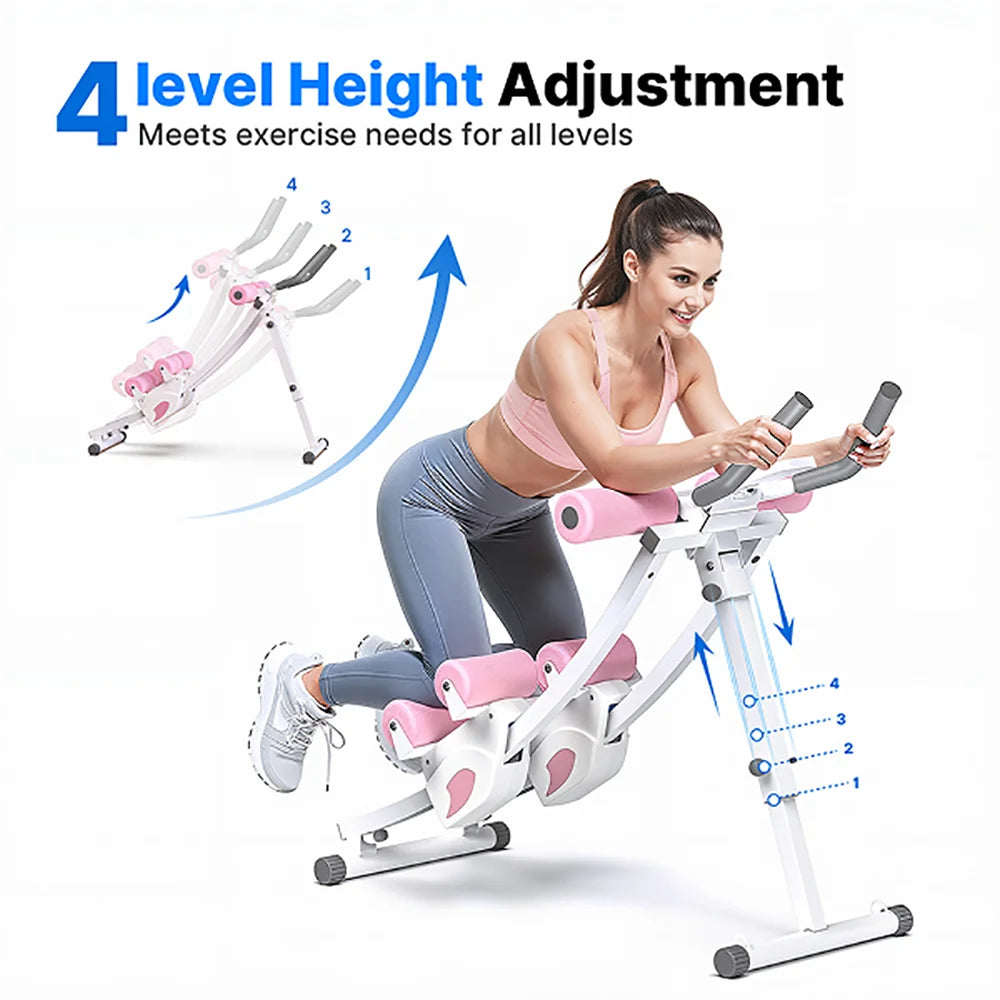 MERACH Dual Split‑Track Ab Machine Foldable Core Trainer Adjustable Core Training Workout Equipment LCD Display Max 440lbs Capacity for Home Small Space Fitness