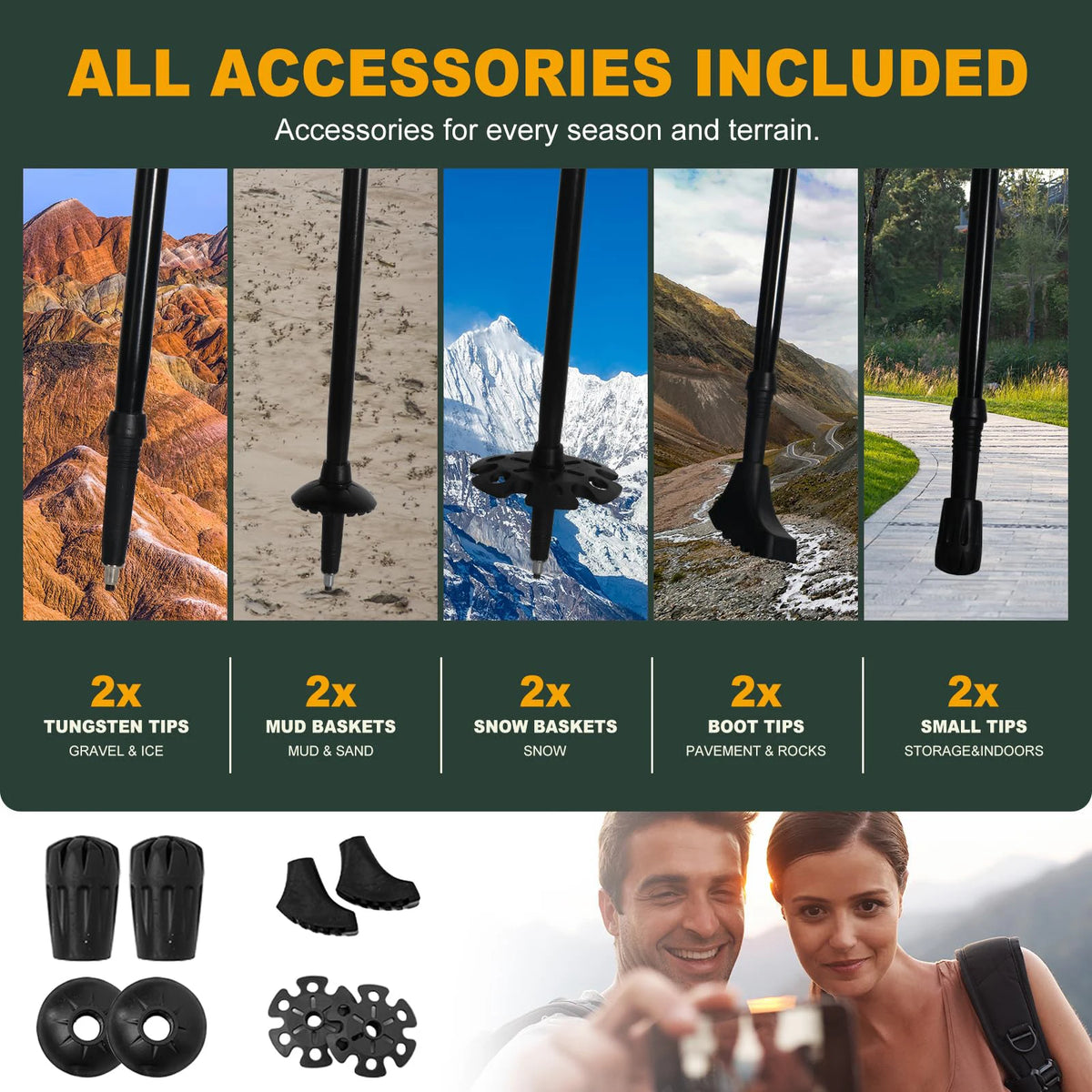 Ultralight Aluminum Alloy 5 Section Folding Trekking Pole For Hiking