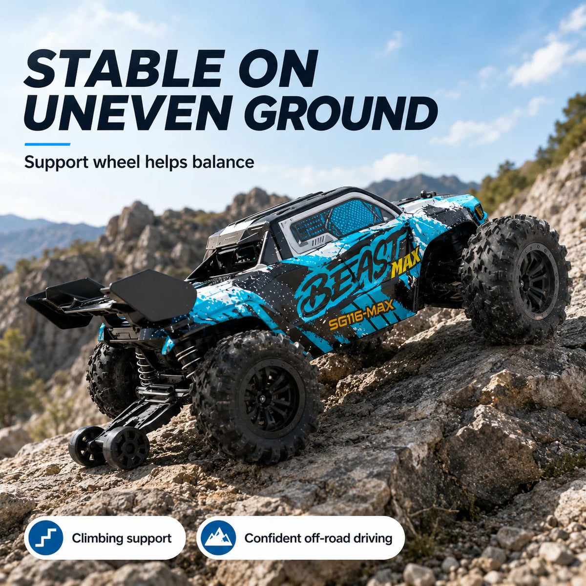 ZNLYRION RC Car Buggy 1:16 4 Wheel Drive Off-Road SG116MAX PRO Vehicle Optional Brushless Motor Anti-Slip Tire Remote Control Racing Truck