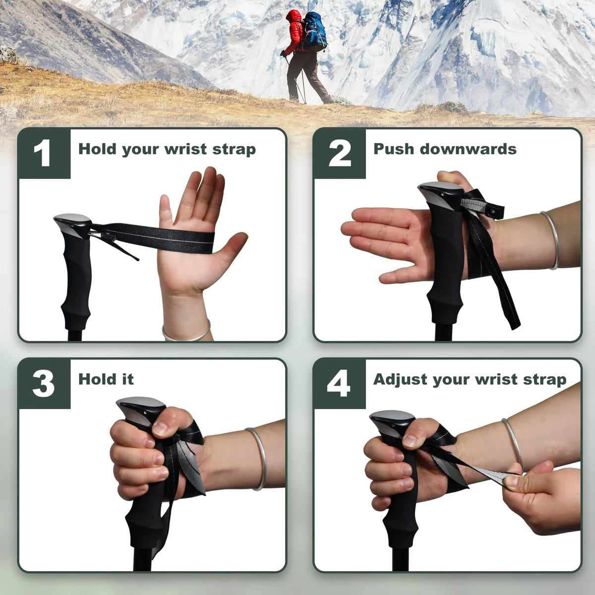 Ultralight Aluminum Alloy 5 Section Folding Trekking Pole For Hiking
