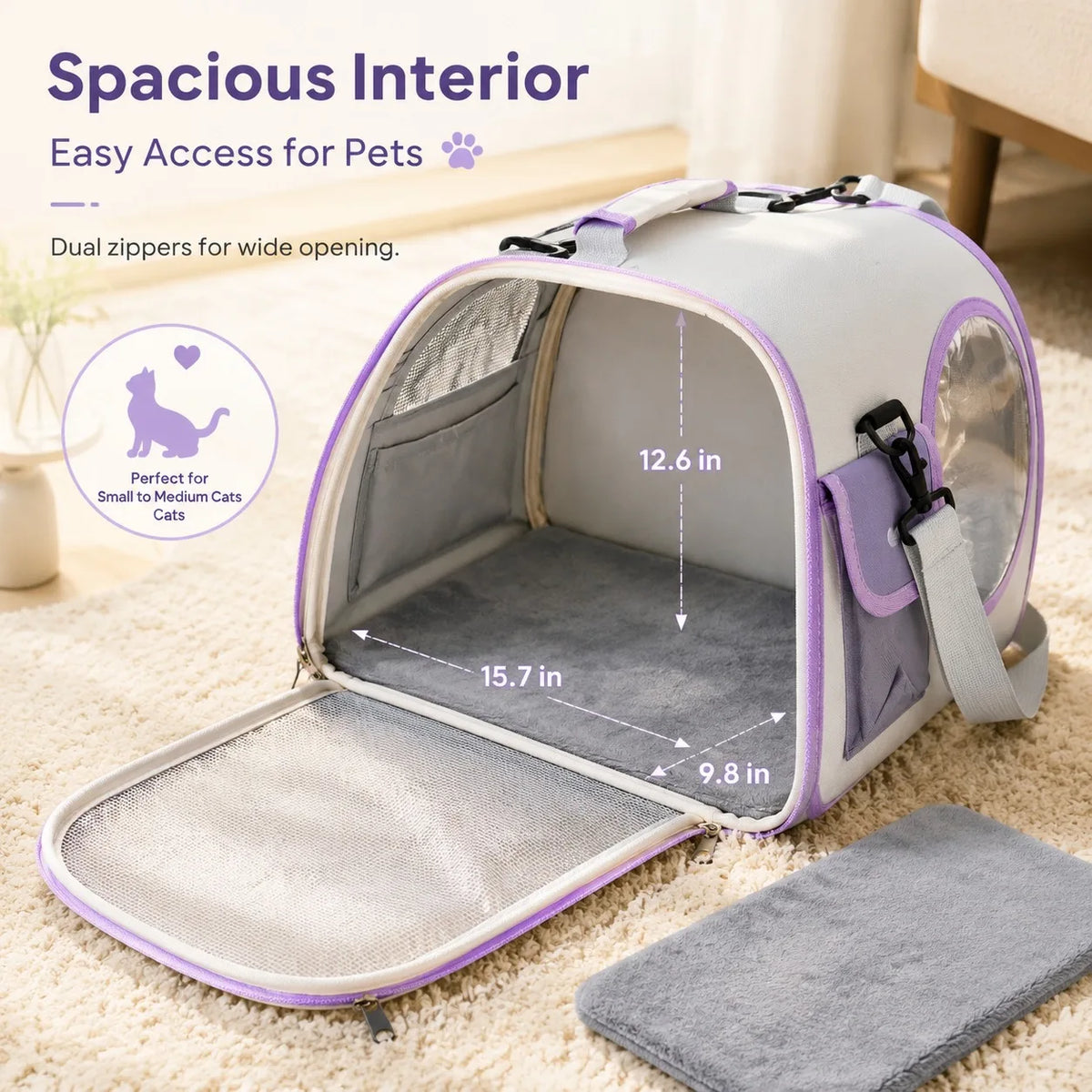 Stylish Breathable Cat Carrier Bag Portable Pet Travel Handbag with Clear Window Space Capsule Bubble Bag for Small Dogs Cats Outdoor