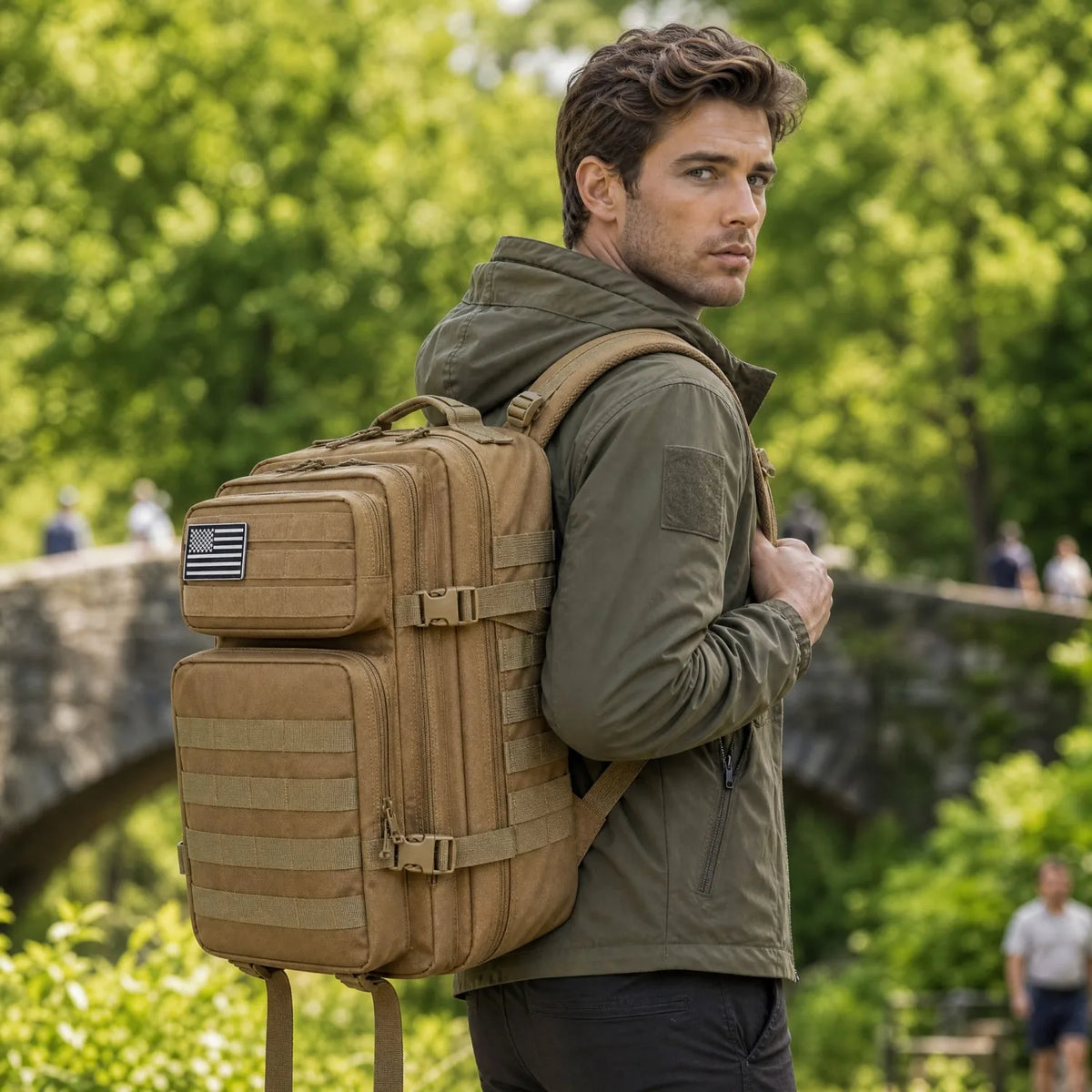 45L Tactical Fishing Tackle Backpack Molle Large Capacity Multi Pocket Storage Bag Durable Wear Resistant Outdoor Fishing Gear Bag Heavy Duty Rucksack For Men Angling Sea Fishing Bank Fishing Camping Hiking Daily Carry Luggag