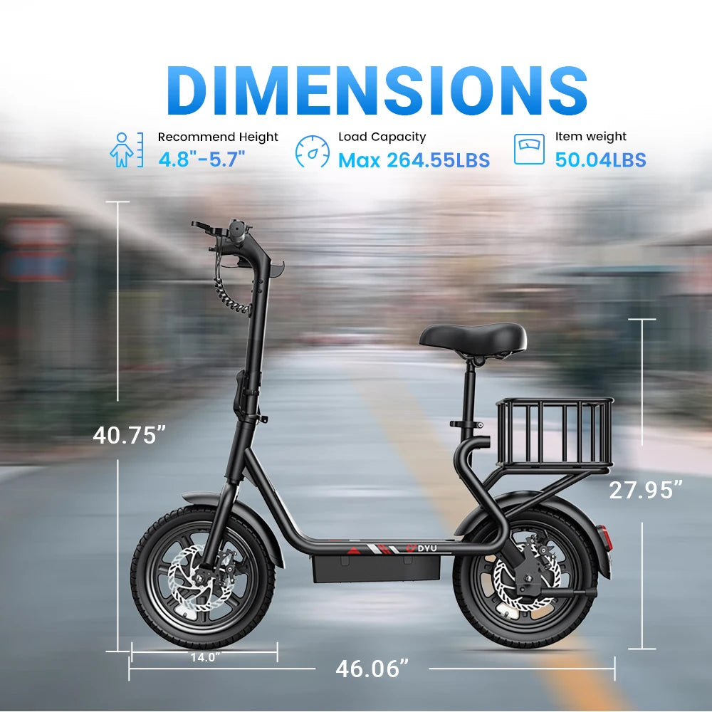 DYU C4  Folding Electric Scooter 14 inch Mini E-Bike 500W Peak 20MPH 36V 7.8AH  Battery Compact City Commuter E-Scooter Style