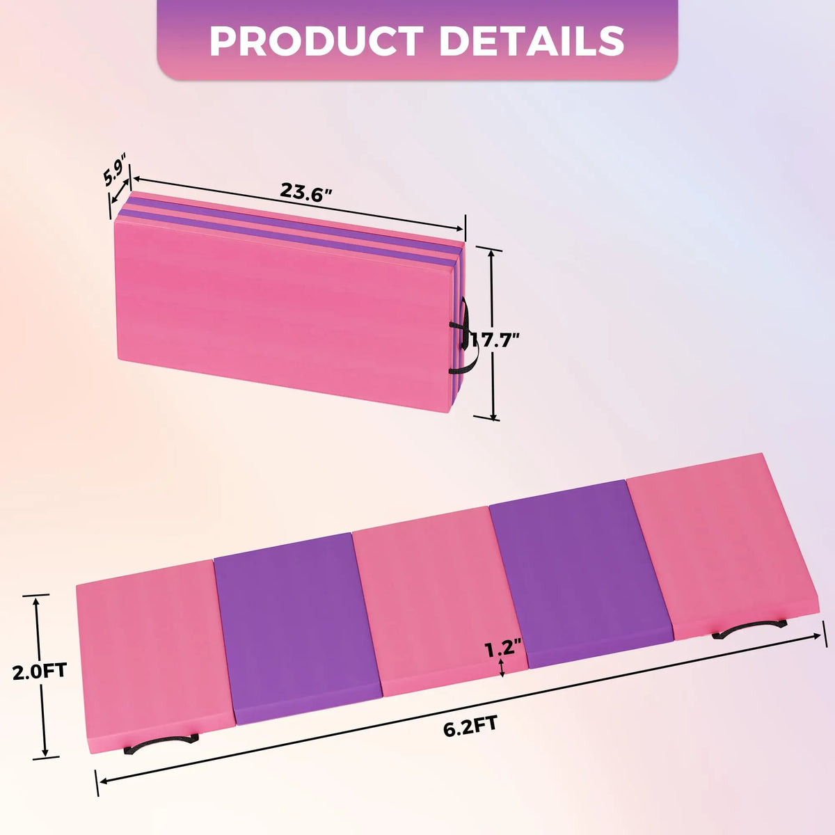 HiMISS Foldable Gymnastics Mat For Home Fitness Exercise And Yoga