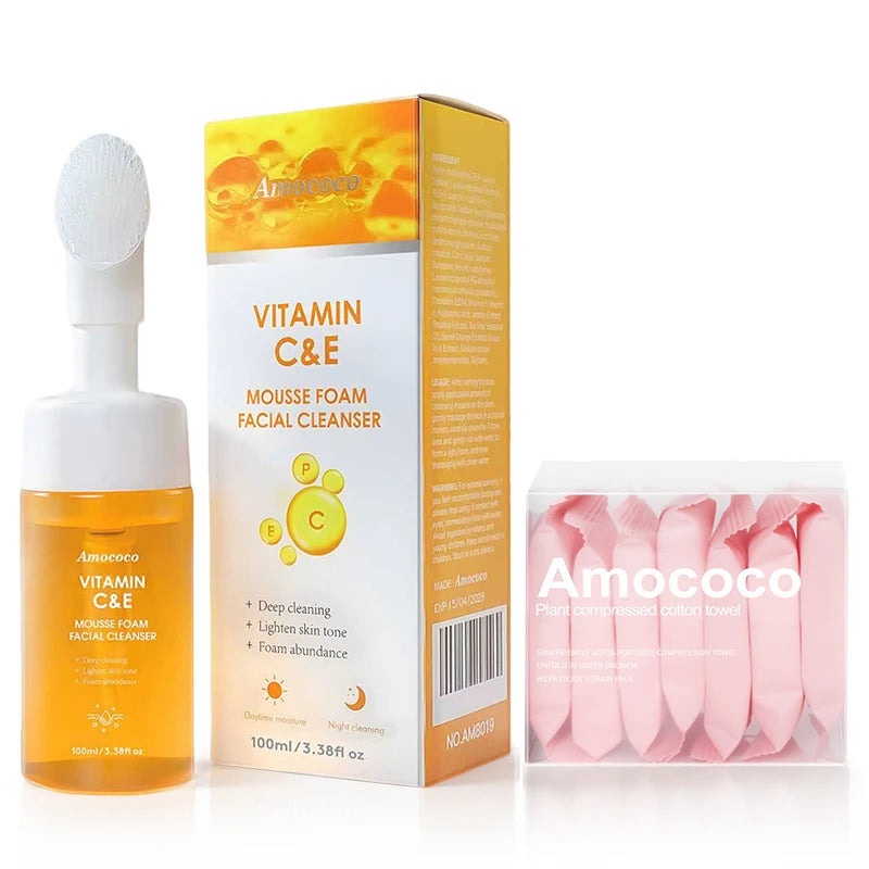 Amococo Gentle Foaming Facial Cleanser With Compressed Towels