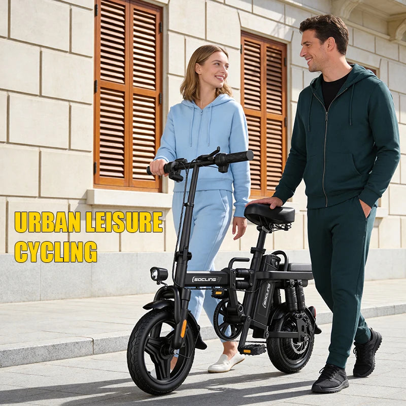 14' Lightweight E-Bike, Max Load Capacity Of 330LBS, Dual Disc Brakes, 500W Motor, Up To 19.9MPH Speed, 6-hour Fast Charging, Foldable Biicycle with Anti-theft Battery, Two Models Optional, Mini-Ebike For Commuting