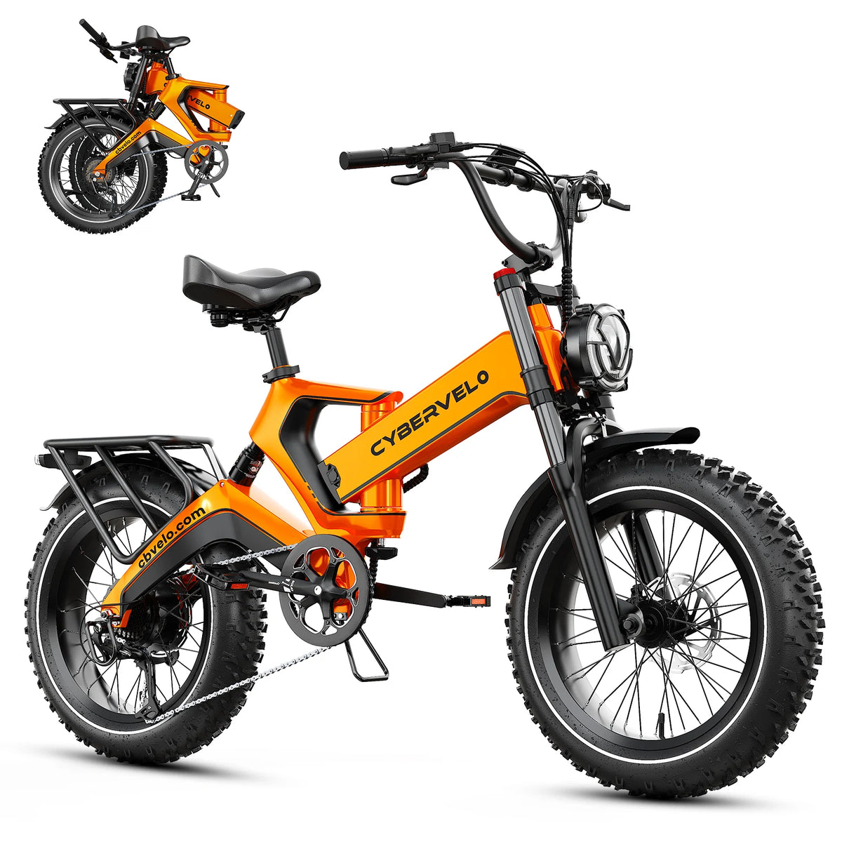 Cybervelo EK6 Max 20" Fat Tire E-Bike 48V 40AH Waterproof Battery 30+MPH 150 Miles Ultra Long Range Off Road Commuter High Speed Ebike