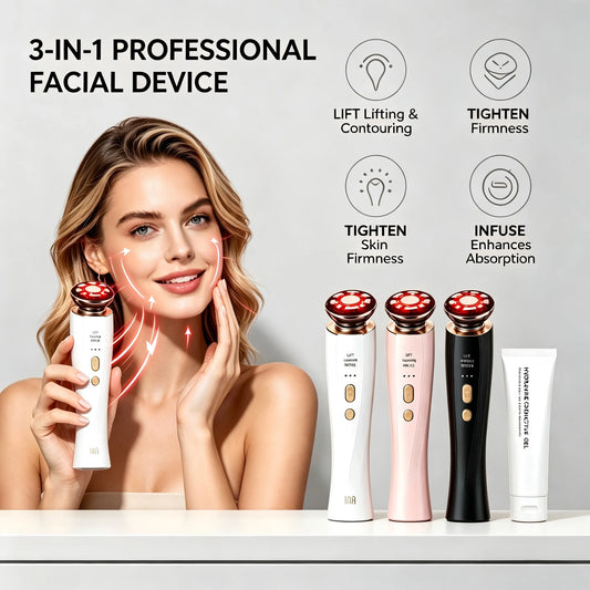 Portable Red Light Facial Massager Rechargeable Skincare Device For Firming