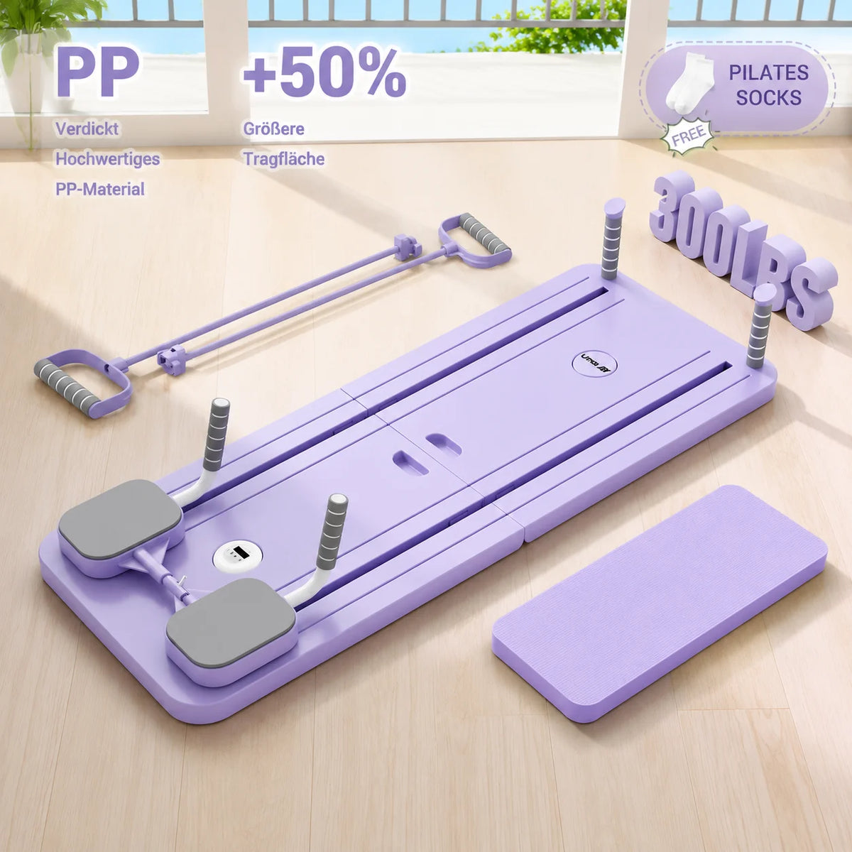 UMAY Multifunctional Pilates Board With Timer And Resistance Bands