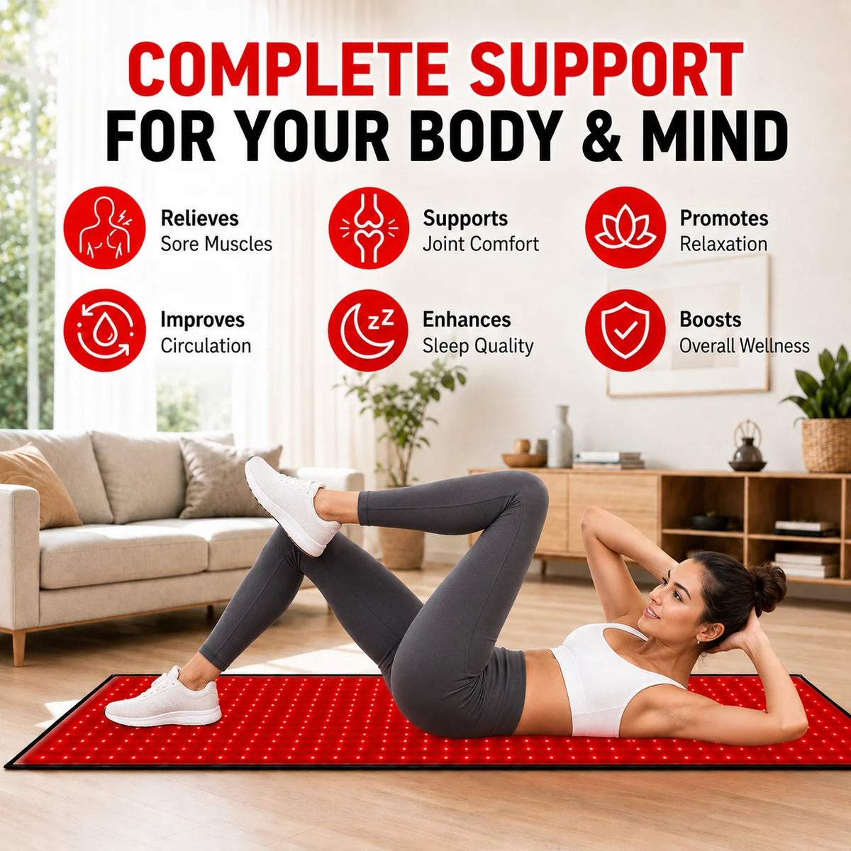 Red Light Therapy Mat With Adjustable Timer And Intensity