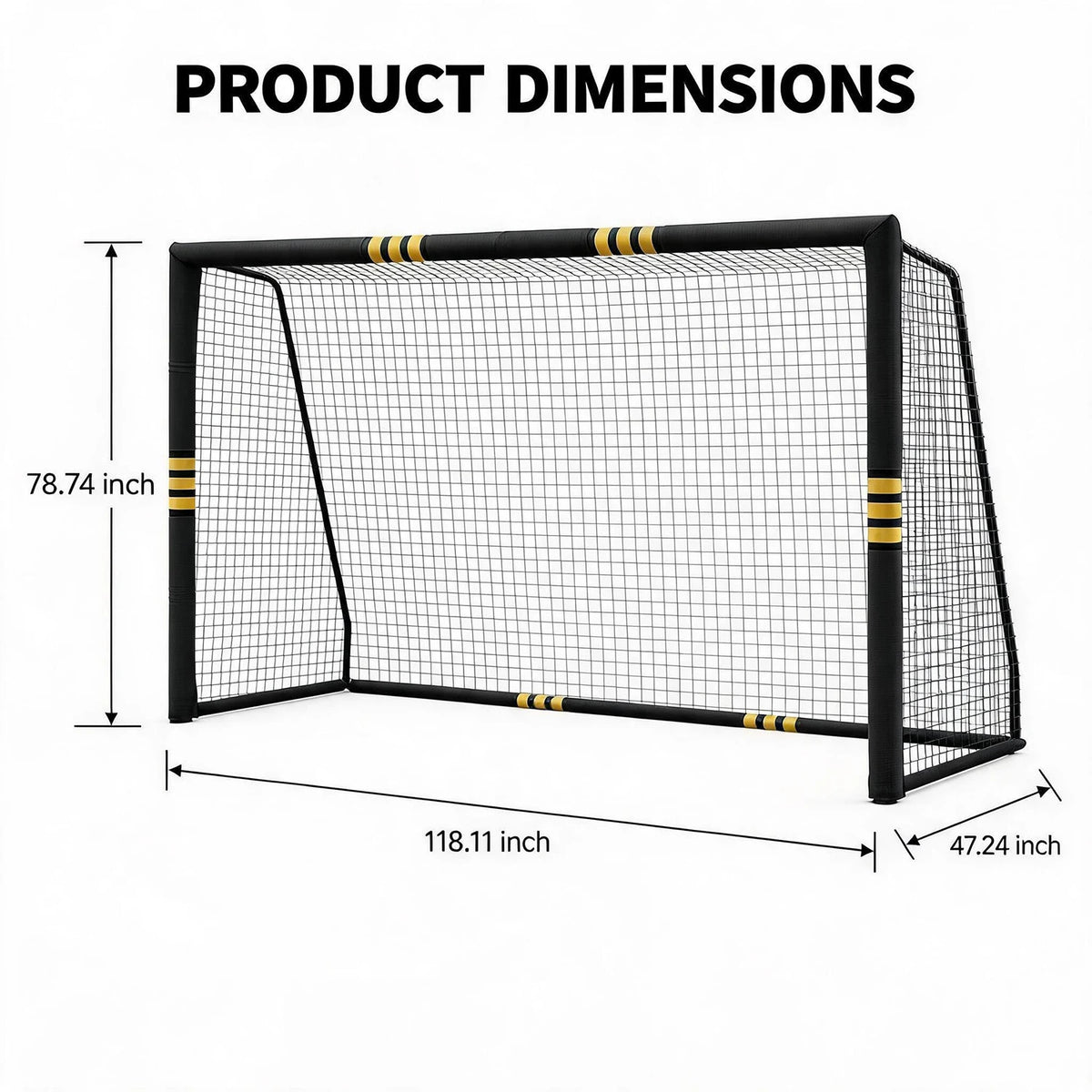 10x6.5FT Soccer Goal For Backyard Heavy Duty Galvanized Steel Soccer Net With Foam Padded Posts Ground Stakes Velcro Outdoor Training