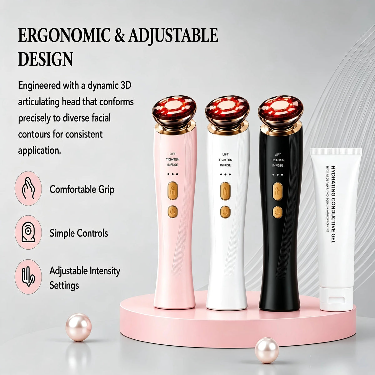 Portable Red Light Facial Massager Rechargeable Skincare Device For Firming