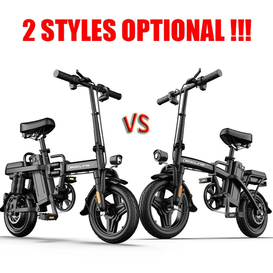 14' Lightweight E-Bike, Max Load Capacity Of 330LBS, Dual Disc Brakes, 500W Motor, Up To 19.9MPH Speed, 6-hour Fast Charging, Foldable Biicycle with Anti-theft Battery, Two Models Optional, Mini-Ebike For Commuting