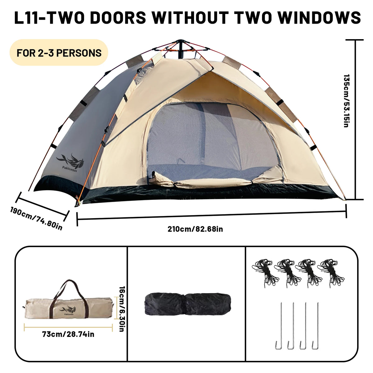 Pakicetus Automatic Pop Up Camping Tent Quick Setup Portable