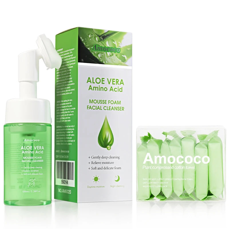 Amococo Gentle Foaming Facial Cleanser With Compressed Towels