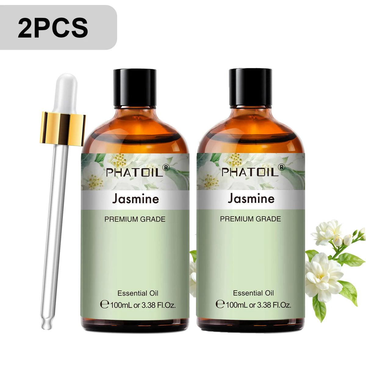 PHATOIL 2PCS Pure Aromatherapy Essential Oils for Diffuser Humidifier Soap Candle Making 100ml Vanilla Lavender Sandalwood Lemon Cinnamon Aroma Essential Oil Set