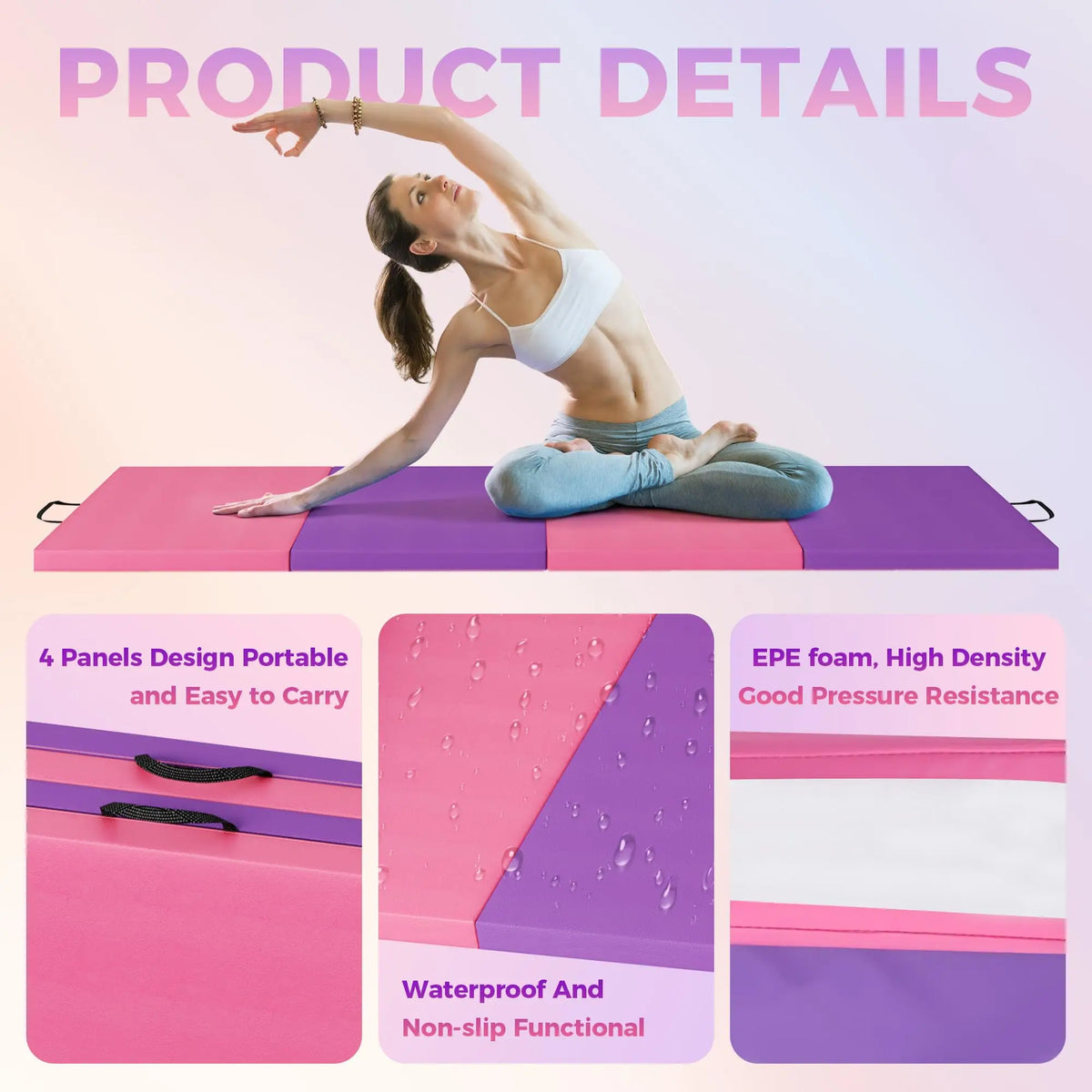HiMISS Foldable Gymnastics Mat For Home Fitness Exercise And Yoga
