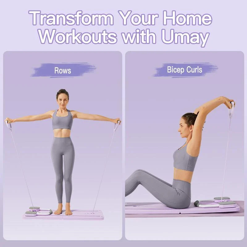 UMAY Multifunctional Pilates Board With Timer And Resistance Bands