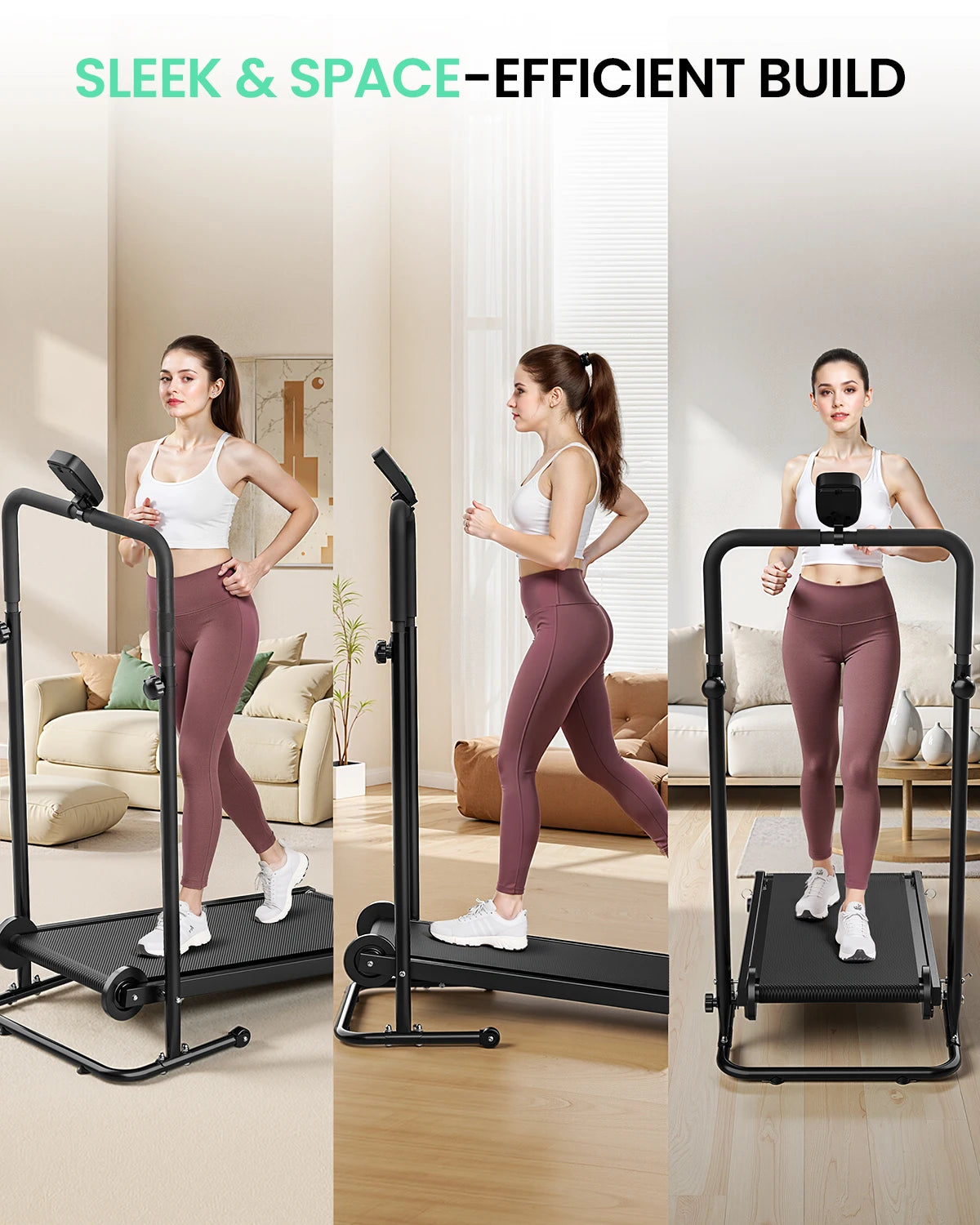 Akluer Manual Treadmill Equipped With Dual Flywheel And Monitor