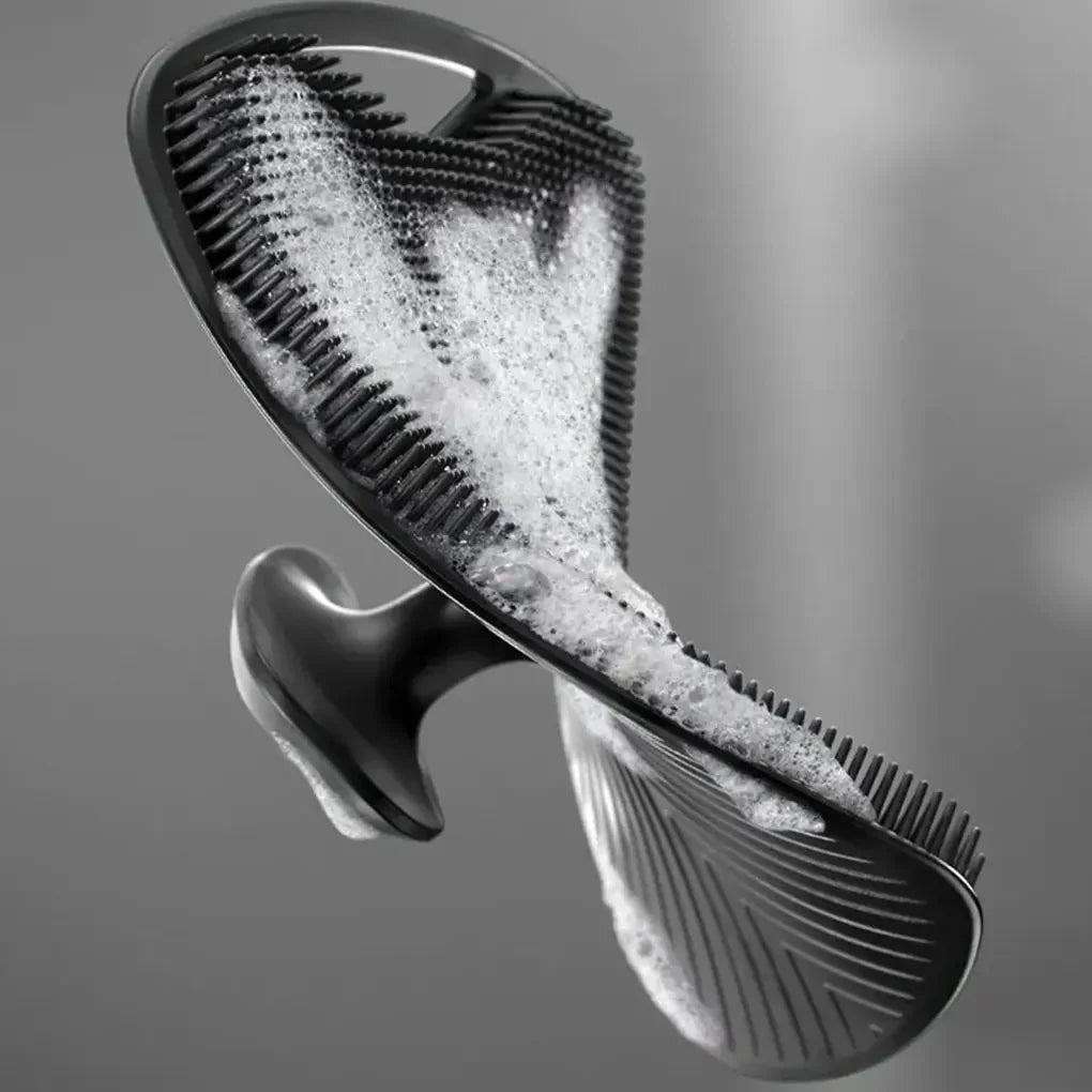 Silicone Exfoliating Body Scrub Brush With Comfortable No Slip Handle