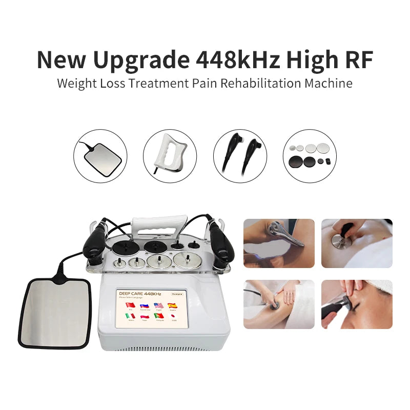 Latest Physical Technology RF 448KHZ Tecar High-frequency INDIBA Relieve Soreness Microcurrent Massage For Shaping Lose Weight and Firm the Skin Promote Lymphatic Circulation