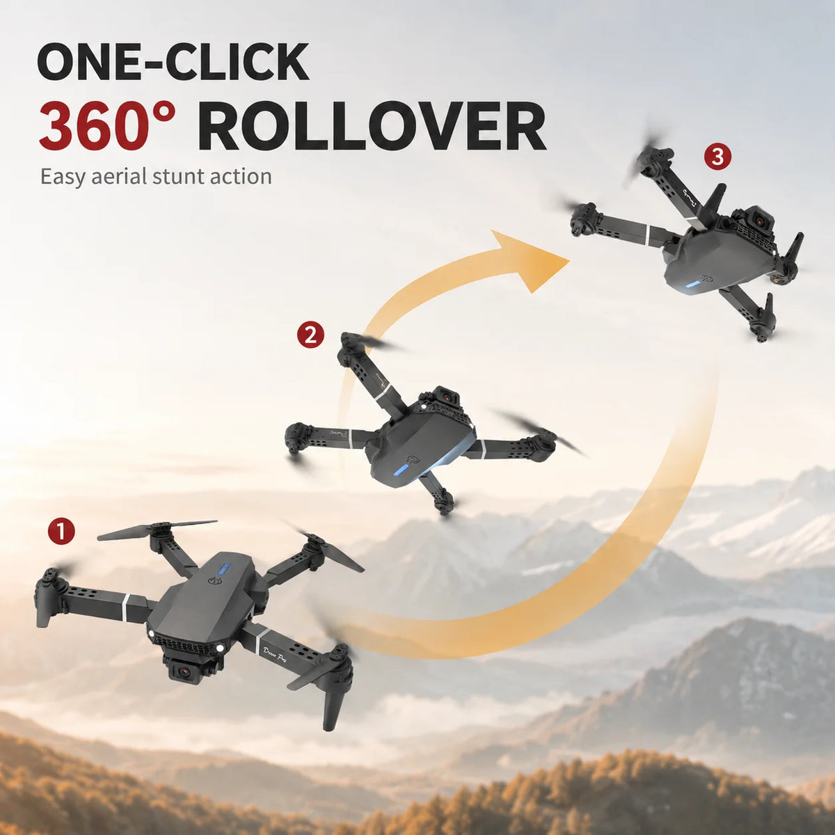 ZNLYRION E88 PRO Foldable RC Drone 8K Dual Camera WiFi FPV Quadcopter with Optical Flow Hovering 360° Flip One Key Takeoff Altitude Hold Remote Control Drone with Carrying Case for Beginners