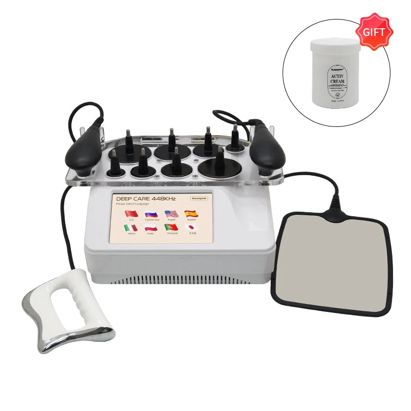 Latest Physical Technology RF 448KHZ Tecar High-frequency INDIBA Relieve Soreness Microcurrent Massage For Shaping Lose Weight and Firm the Skin Promote Lymphatic Circulation