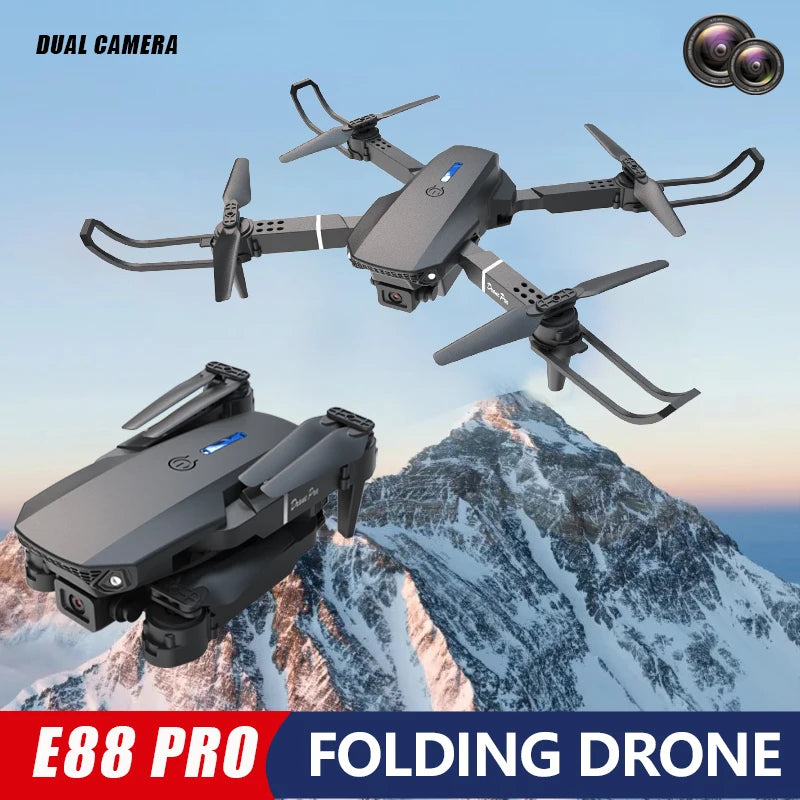 ZNLYRION E88 PRO Foldable RC Drone 8K Dual Camera WiFi FPV Quadcopter with Optical Flow Hovering 360° Flip One Key Takeoff Altitude Hold Remote Control Drone with Carrying Case for Beginners