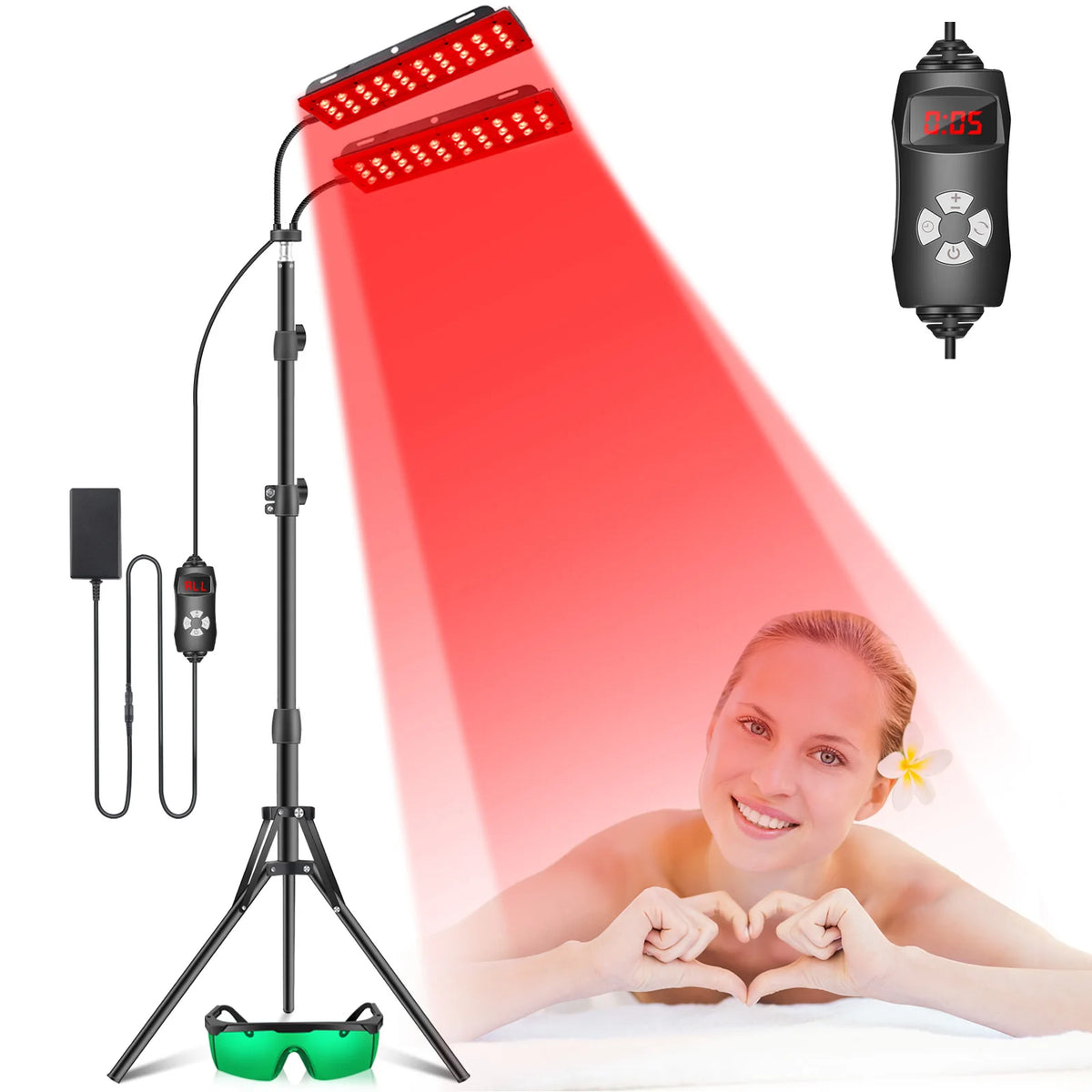 Astarexin Red Light Therapy Panel, 660nm & 850nm Dual-head Infrared LED Light Lamps for Full Body Use, Home Light Device for Face, Body & Daily Wellness