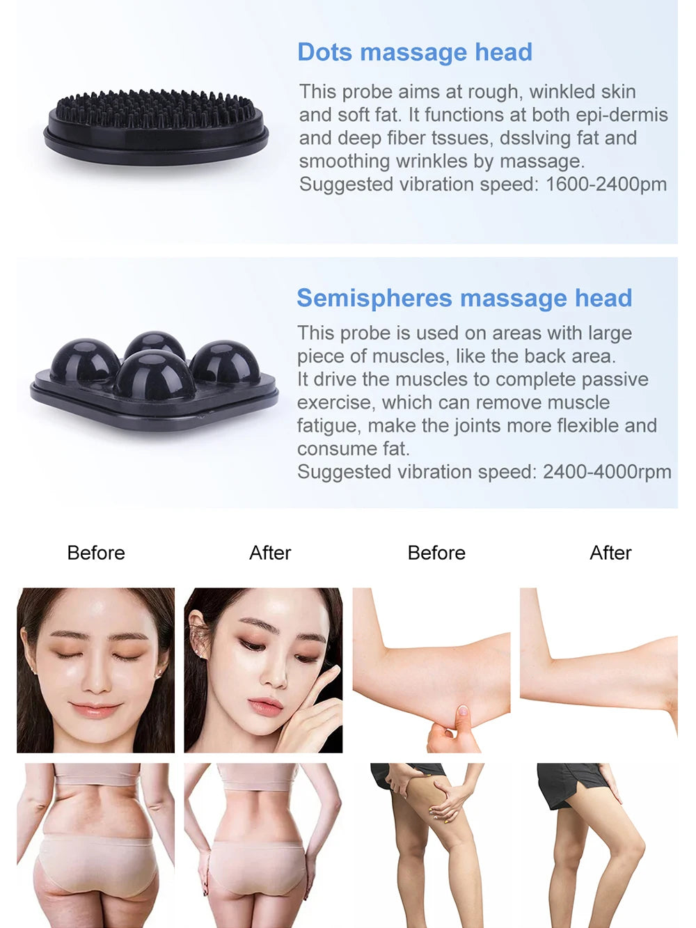 AOKO G5 Vibrating Massage Machine With 5 Massage Heads For Arms Waist Body Massage Anti Cellulite Body Slim Shape for SPA