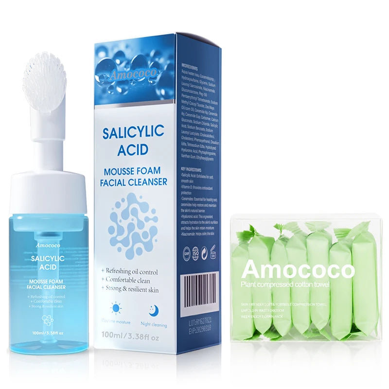 Amococo Gentle Foaming Facial Cleanser With Compressed Towels