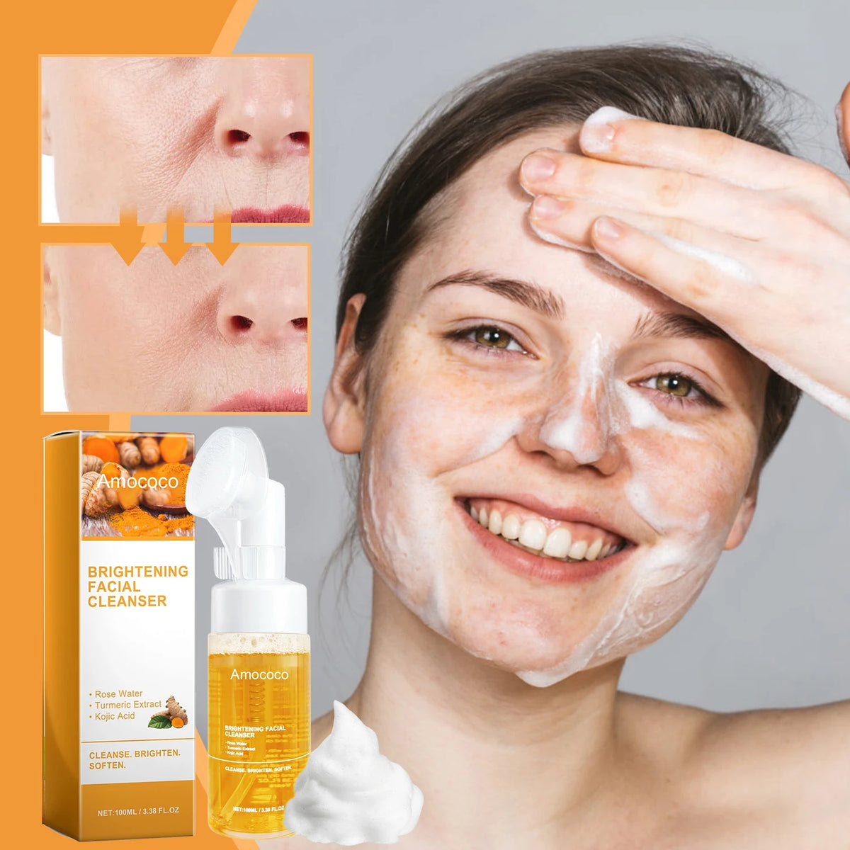 Amococo Gentle Foaming Facial Cleanser With Compressed Towels