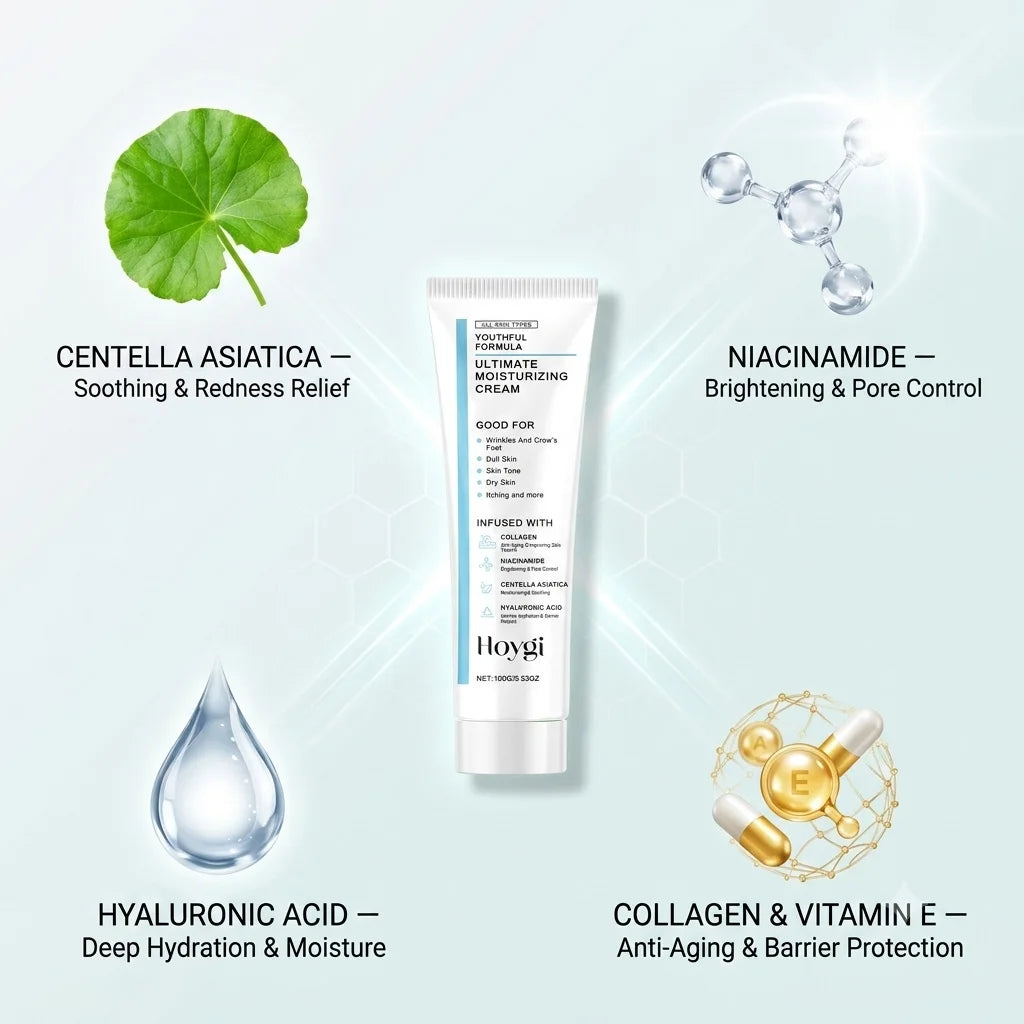 Centella Moisturizing Cream Hyaluronic Acid Daily Nourishing Cream Strengthen Barrier Rejuvenation Oil Control Brighten Skin Car