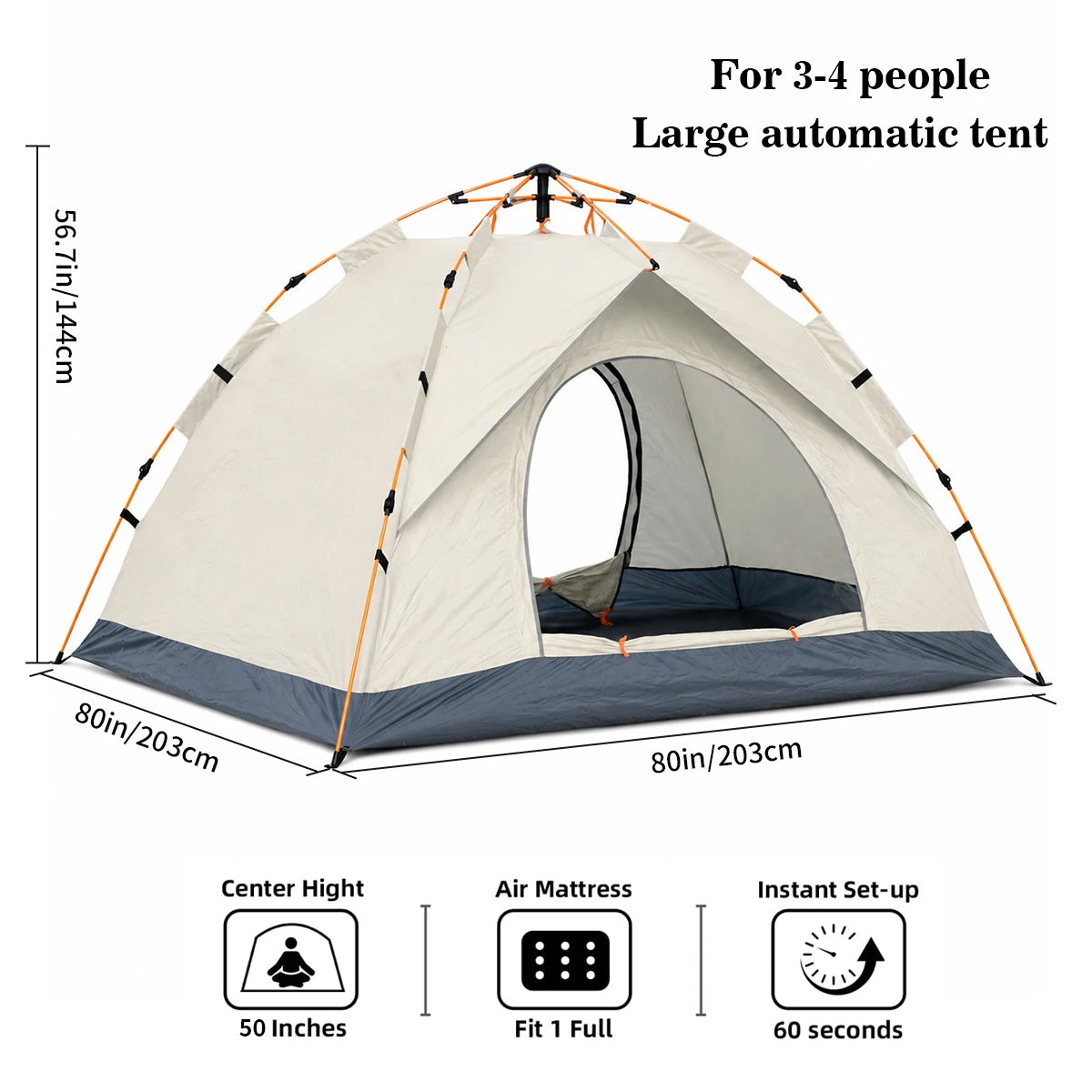 Tribenest Automatic Pop Up Camping Tent Quick Setup Windproof Shelter