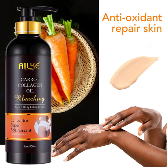 AILKE Whitening Body Lotion, Reduce Dark Spots, Even Skin Tone, With Collagen And Natural Carrot Oil, Skin Moisturizer, 500ml