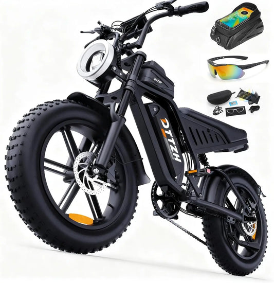 DTTZH F6S Electric Bike for Adults, 2000W Peak 40MPH 48V 25Ah Removable Battery, 20"x4.0" Fat Tire Full Suspension 7-Speed E-Bike, NFC Unlock, UL 2849 Certified, 1 Year Warranty