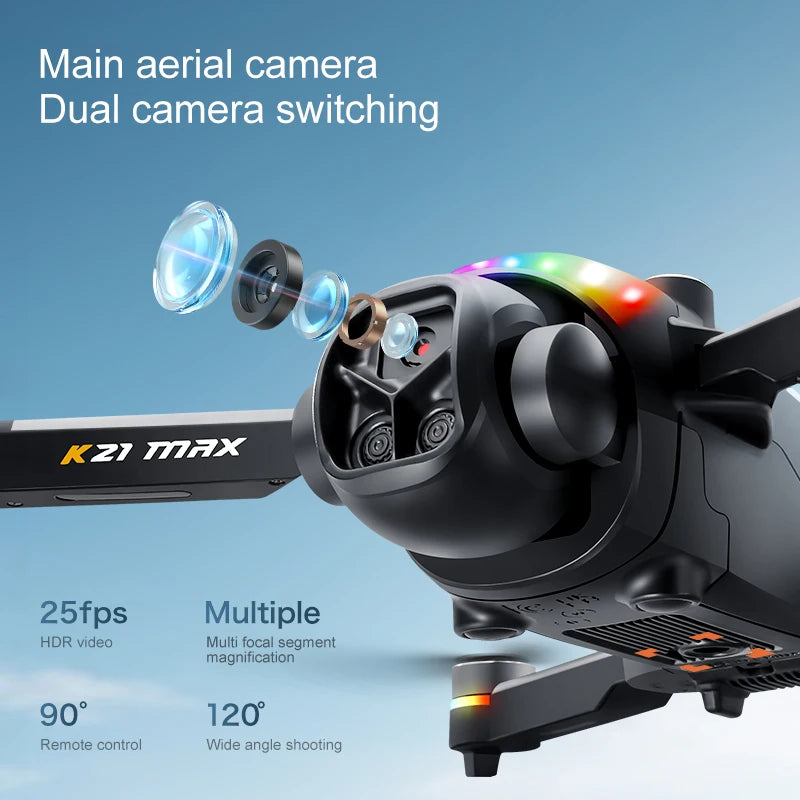 K21MAX Drone with 4.3" Screen Remote Controller, FPV Quadcopter with Optical Flow Hover & Auto Return-to-Home, Portable RC Drone for Beginners, Holiday Gift