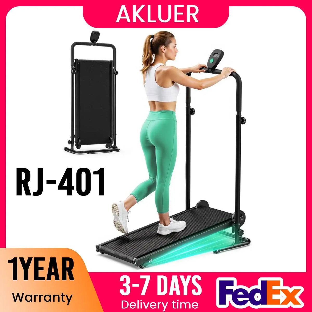 Akluer Manual Treadmill Equipped With Dual Flywheel And Monitor