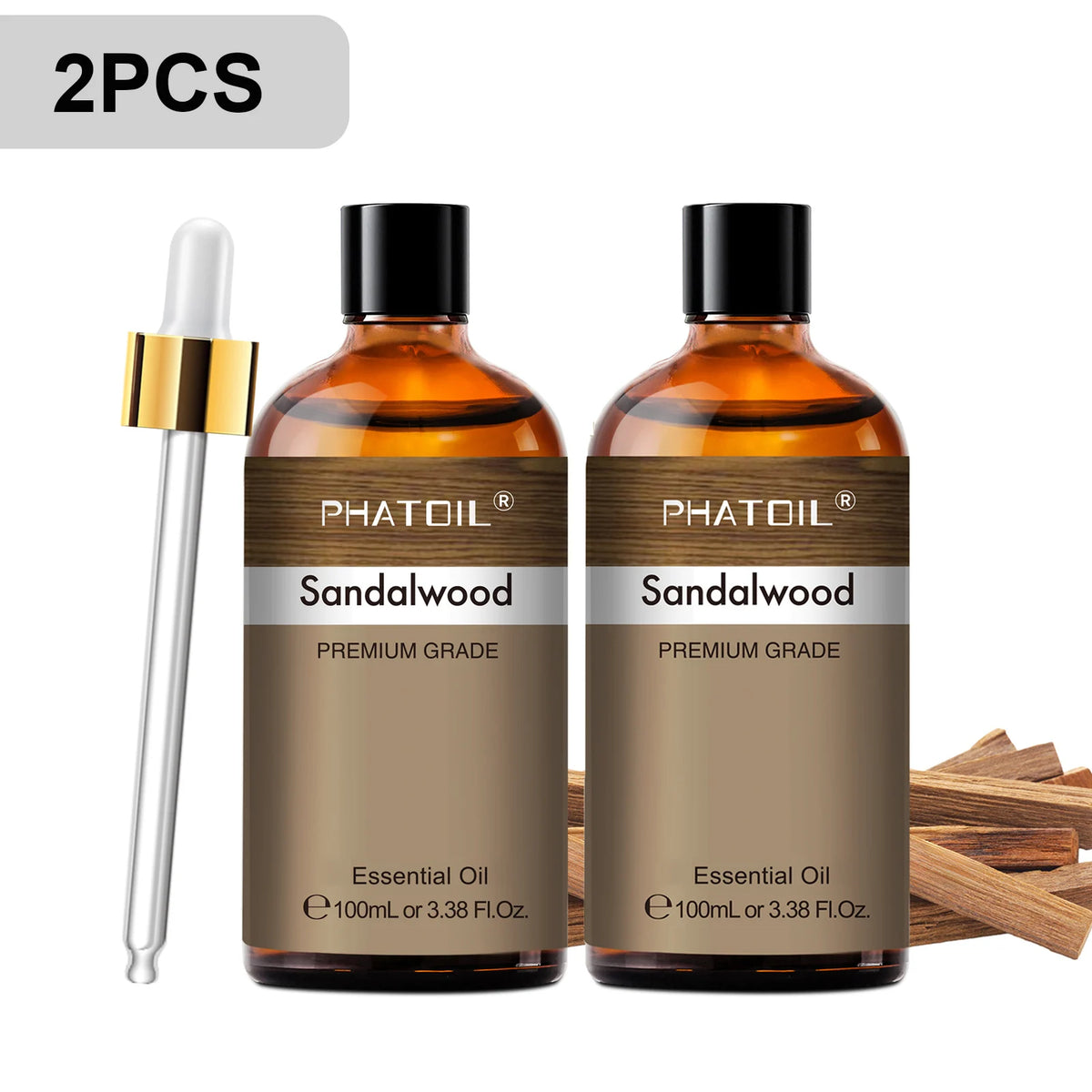 PHATOIL 2PCS Pure Aromatherapy Essential Oils for Diffuser Humidifier Soap Candle Making 100ml Vanilla Lavender Sandalwood Lemon Cinnamon Aroma Essential Oil Set