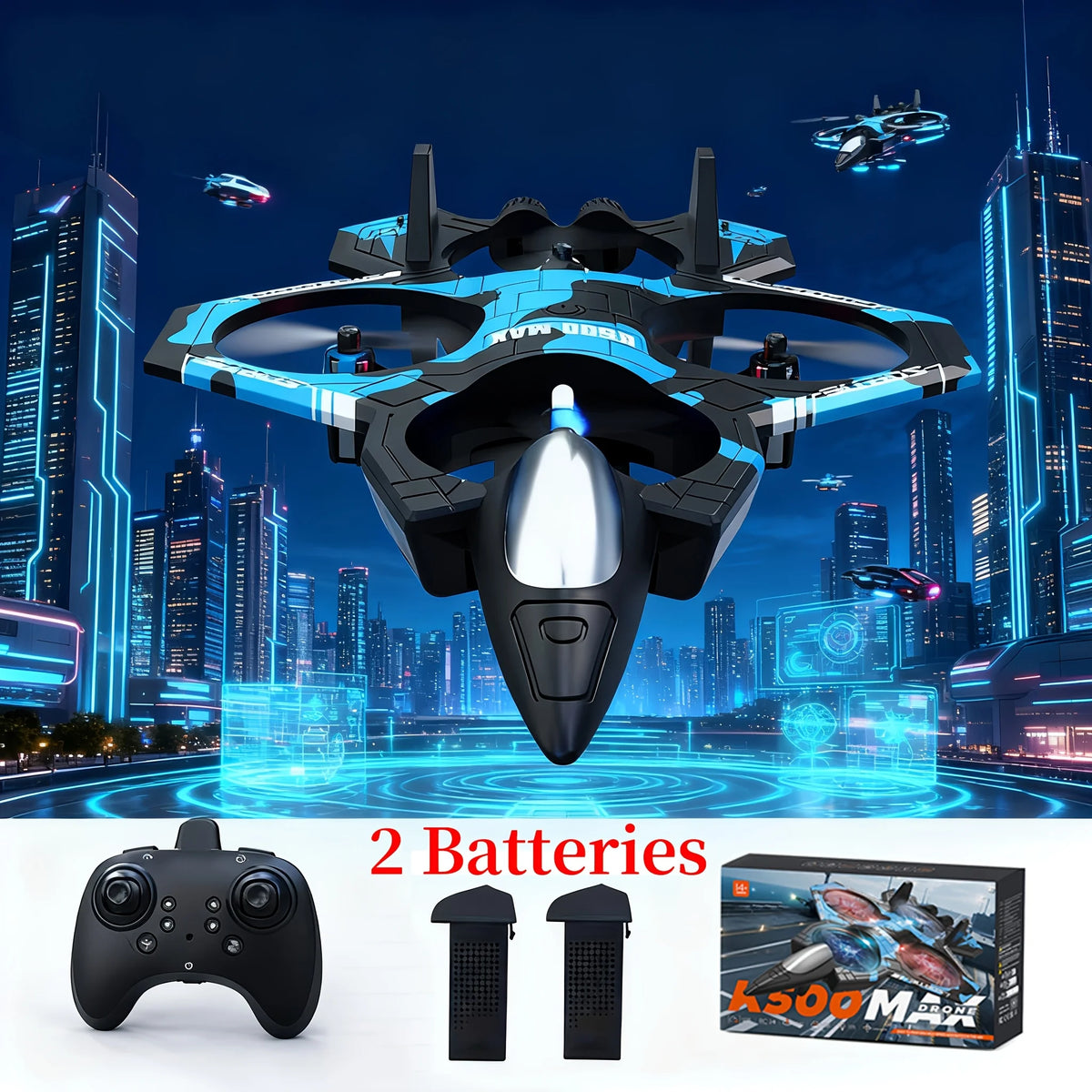 K500 RC Drone with LED Lights & Air Pressure Altitude Hold – Shock-Resistant Mini Quadcopter, 2.4G Remote Control, One-Key Takeoff/Landing/360° Rotation, Indoor/Outdoor Flying Toy, Ideal Gift for Friends