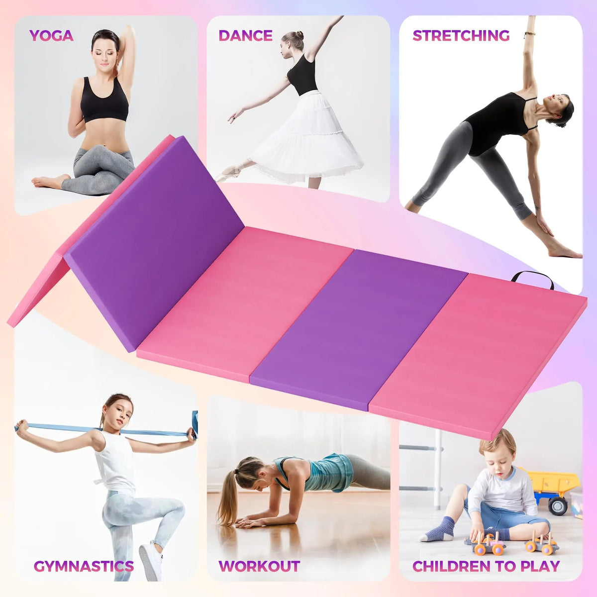 HiMISS Foldable Gymnastics Mat For Home Fitness Exercise And Yoga