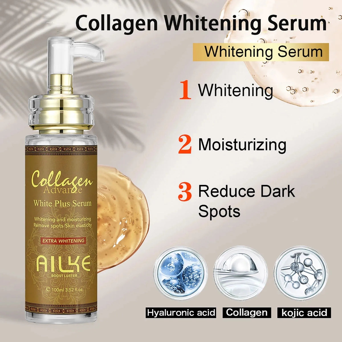 AILKE Whitening Body Lotion, Reduce Dark Spots, Even Skin Tone, With Collagen And Natural Carrot Oil, Skin Moisturizer, 500ml