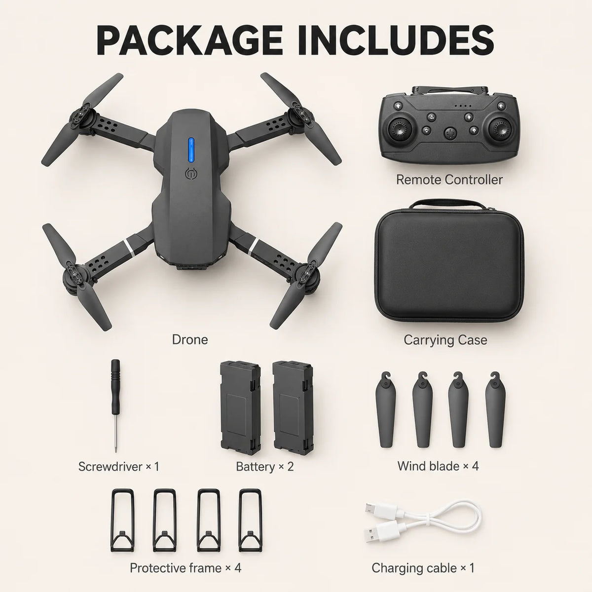 ZNLYRION E88 PRO Foldable RC Drone 8K Dual Camera WiFi FPV Quadcopter with Optical Flow Hovering 360° Flip One Key Takeoff Altitude Hold Remote Control Drone with Carrying Case for Beginners
