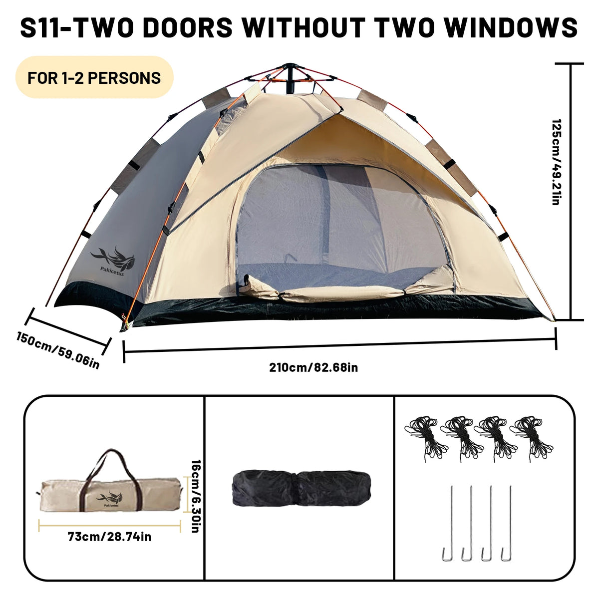 Pakicetus Automatic Pop Up Camping Tent Quick Setup Portable