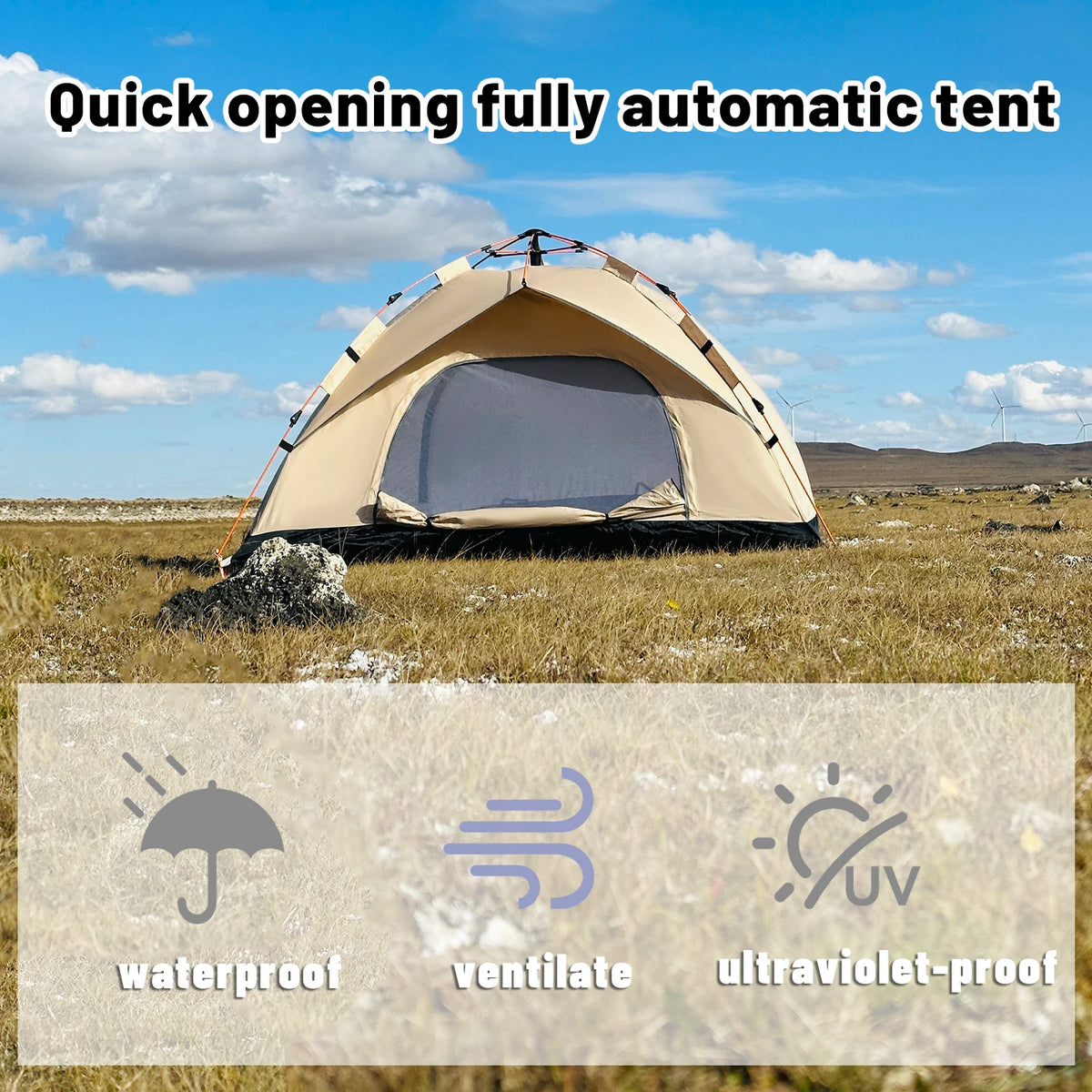 Pakicetus Automatic Pop Up Camping Tent Quick Setup Portable
