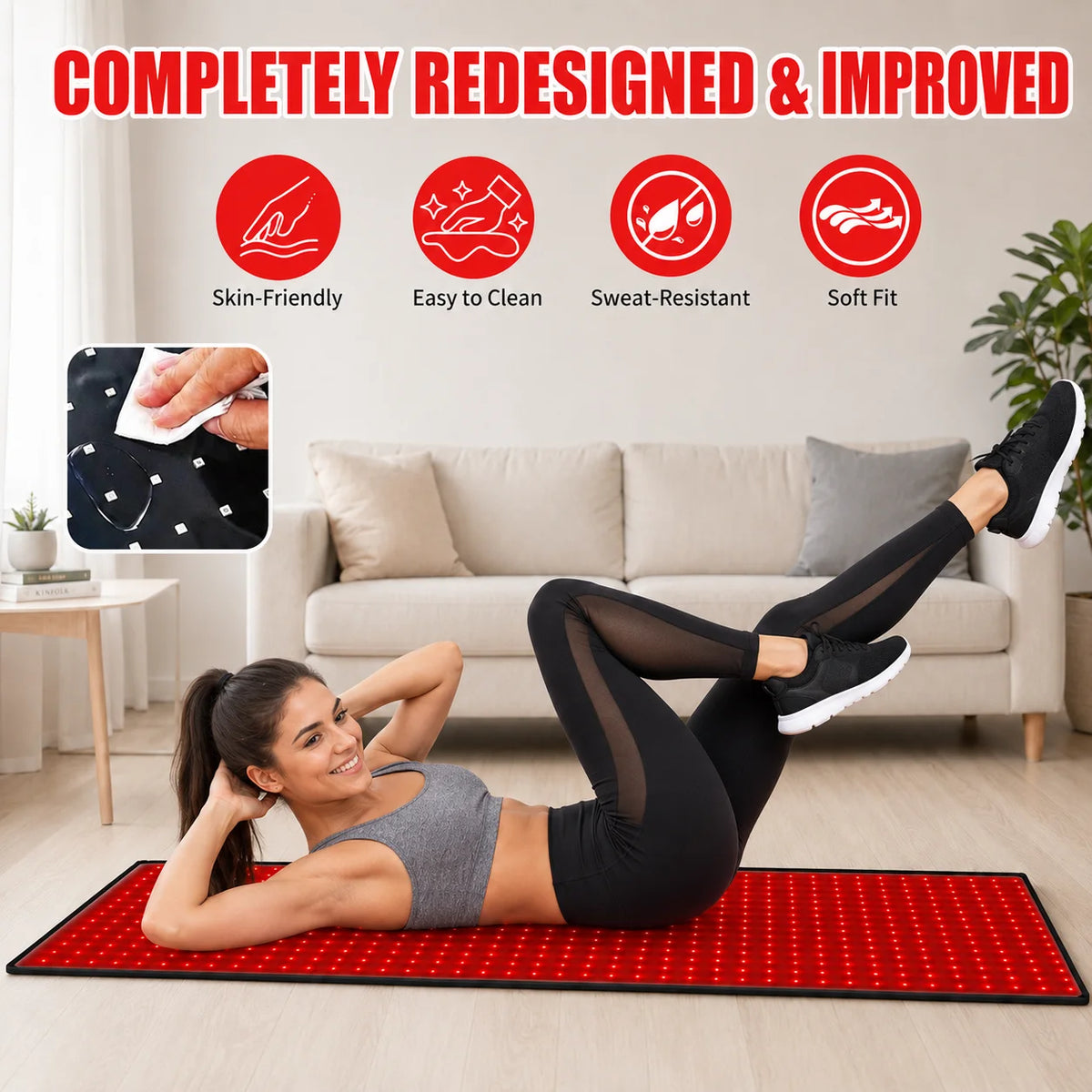 Red Light Therapy Mat With Adjustable Timer And Intensity